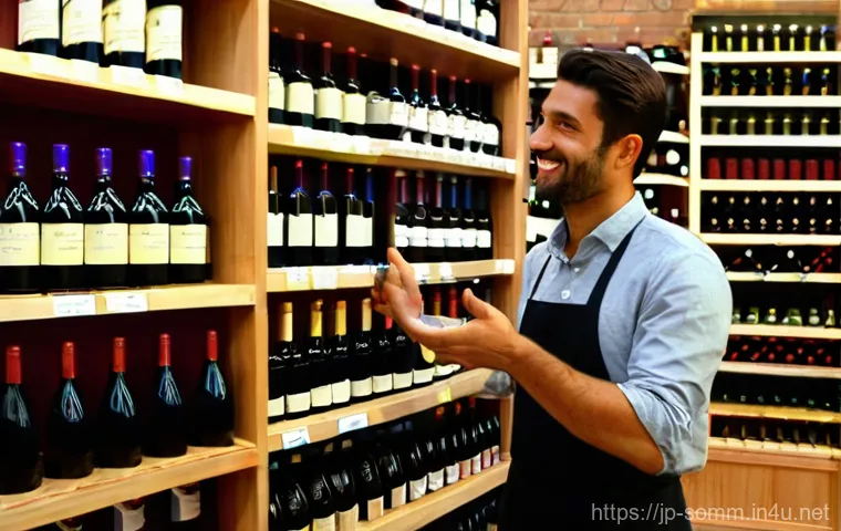소믈리에와 와인 소매업 차이 - **Prompt:** A discerning female sommelier, in her late 20s to early 30s, with a keen, focused expres...