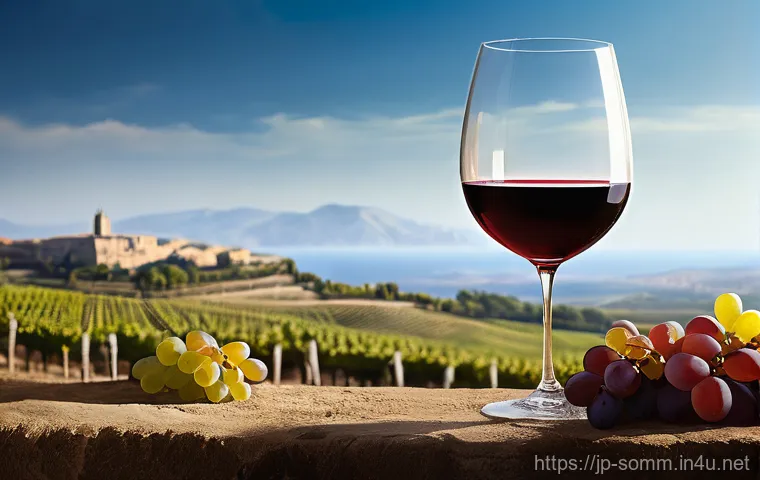 와인 문화와 역사 탐구 - **Prompt Title: Ancient Echoes in a Wine Glass**
    A romantic and artistic portrayal of the ancien...