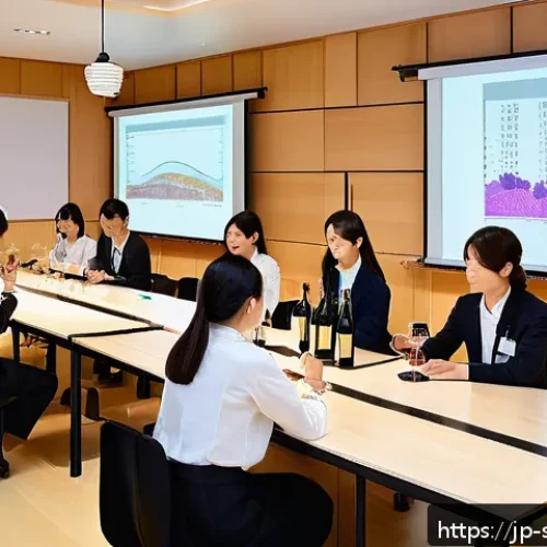 와인 바에서 소믈리에로 일하는 방법 - A modern Japanese wine sommelier school classroom scene with diverse adult students attentively lear...